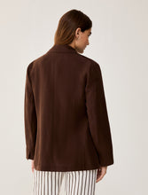Carica l'immagine nel visualizzatore di Gallery, Blazer in blend di lino, cioccolato
